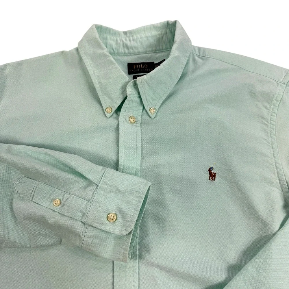Polo Ralph Lauren Shirt Mens 2XL Green Classic Fit OCBD Oxford Multi Color Pony